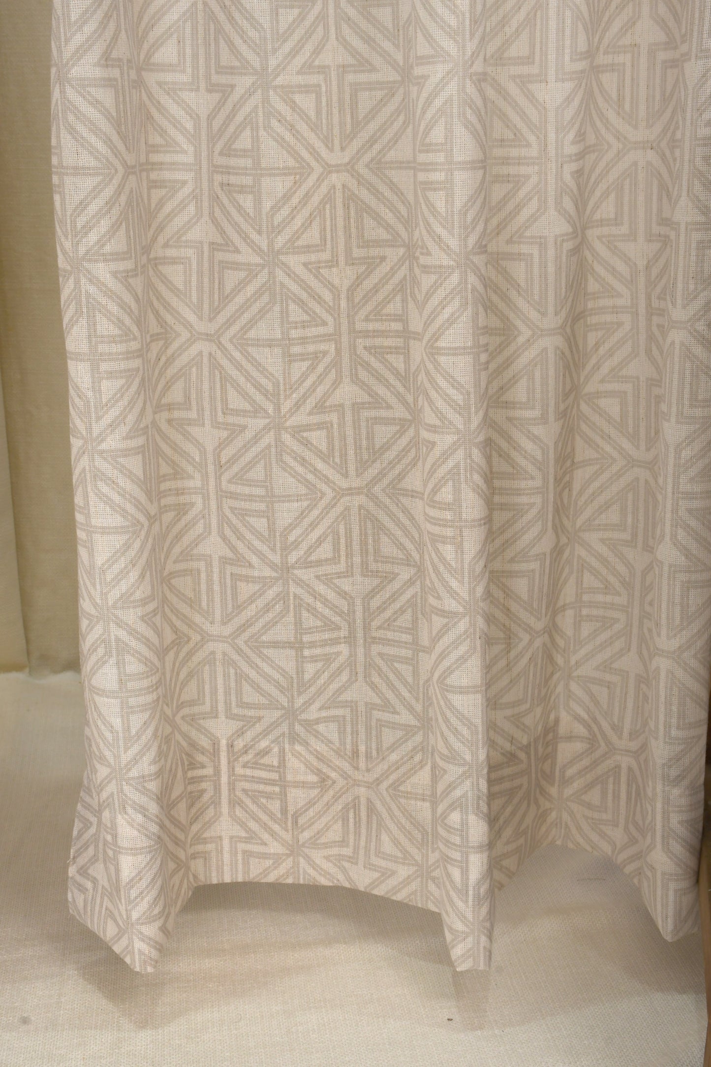 Lino Collection Curtains with Eyelet patttern in Opaque Sheer Printed fabric with Geometric Design.