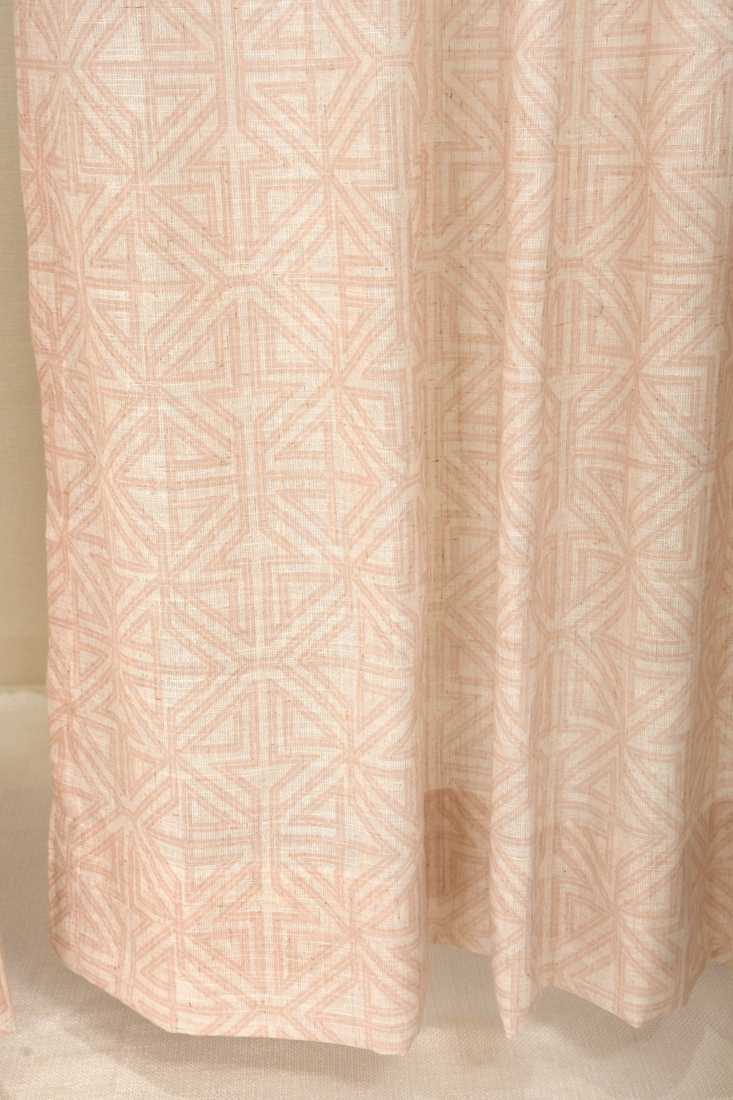 Lino Collection Curtains with Eyelet patttern in Opaque Sheer Printed fabric with Geometric Design.