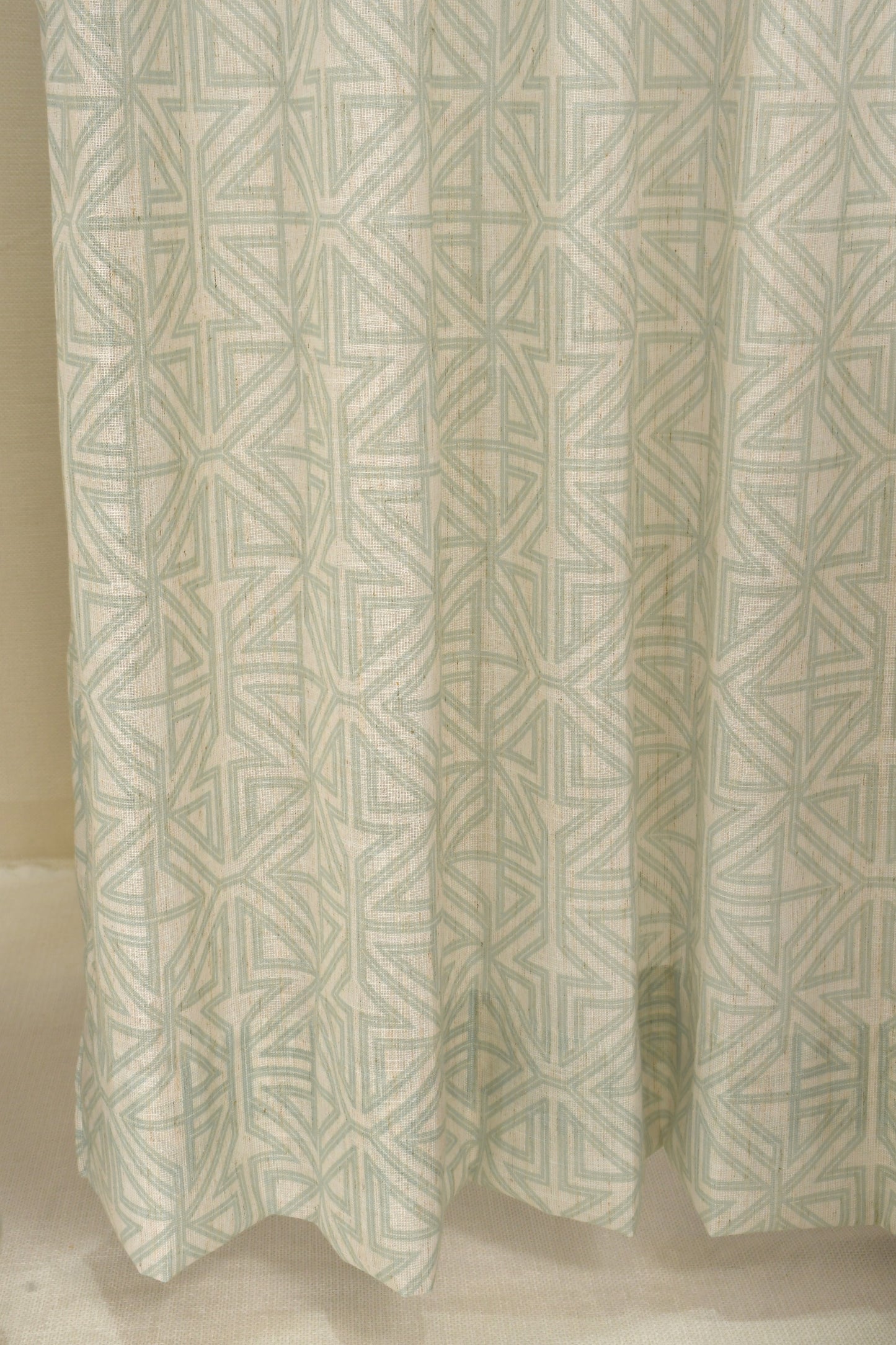 Lino Collection Curtains with Eyelet patttern in Opaque Sheer Printed fabric with Geometric Design.