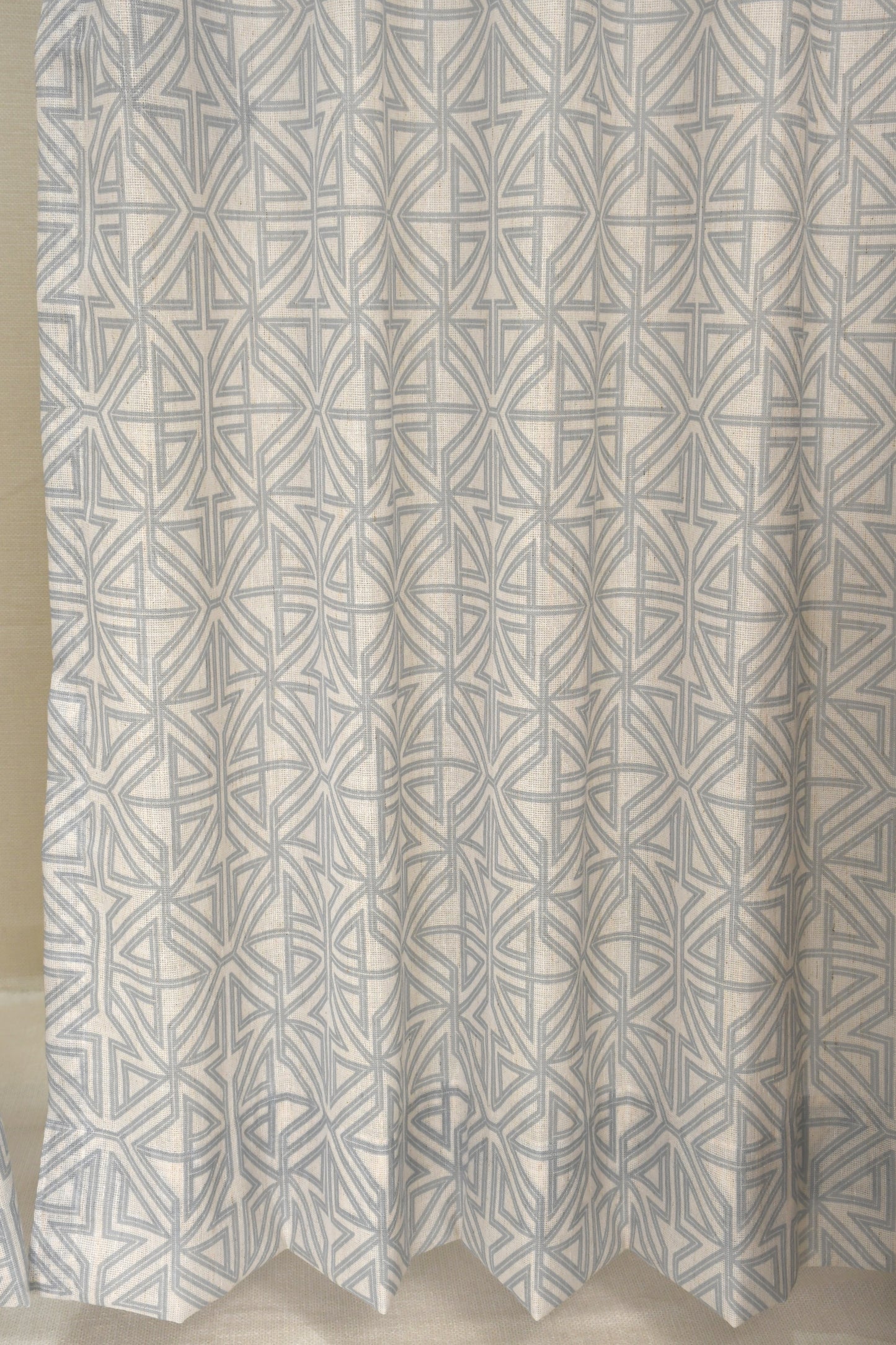 Lino Collection Curtains with Eyelet patttern in Opaque Sheer Printed fabric with Geometric Design.