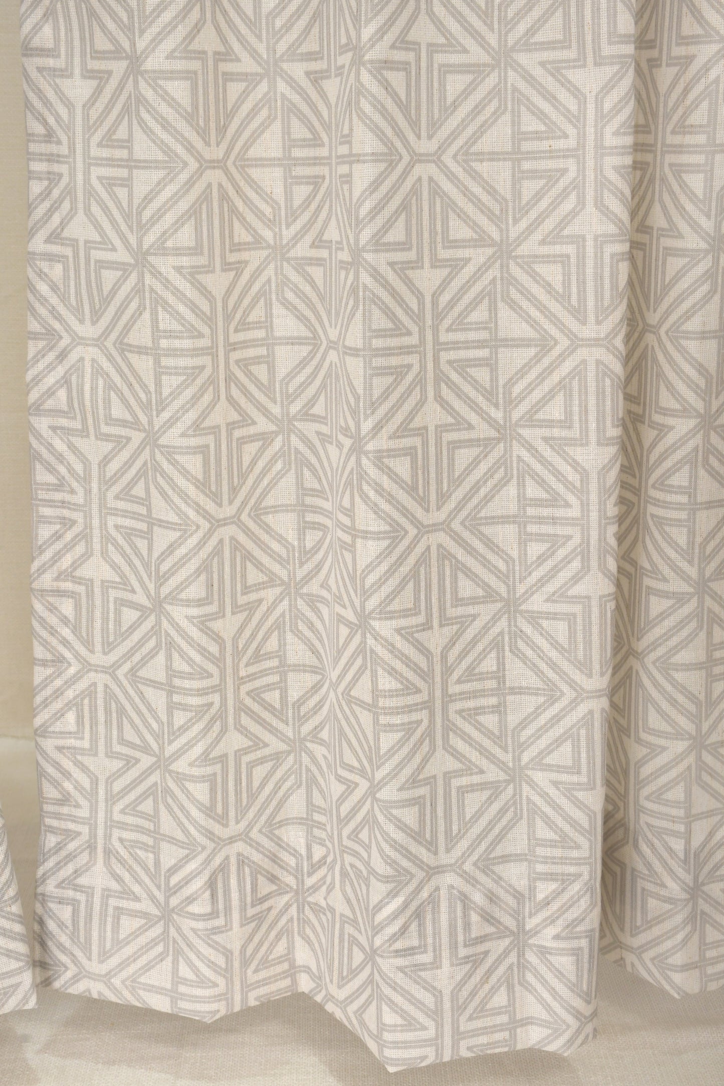 Lino Collection Curtains with Eyelet patttern in Opaque Sheer Printed fabric with Geometric Design.
