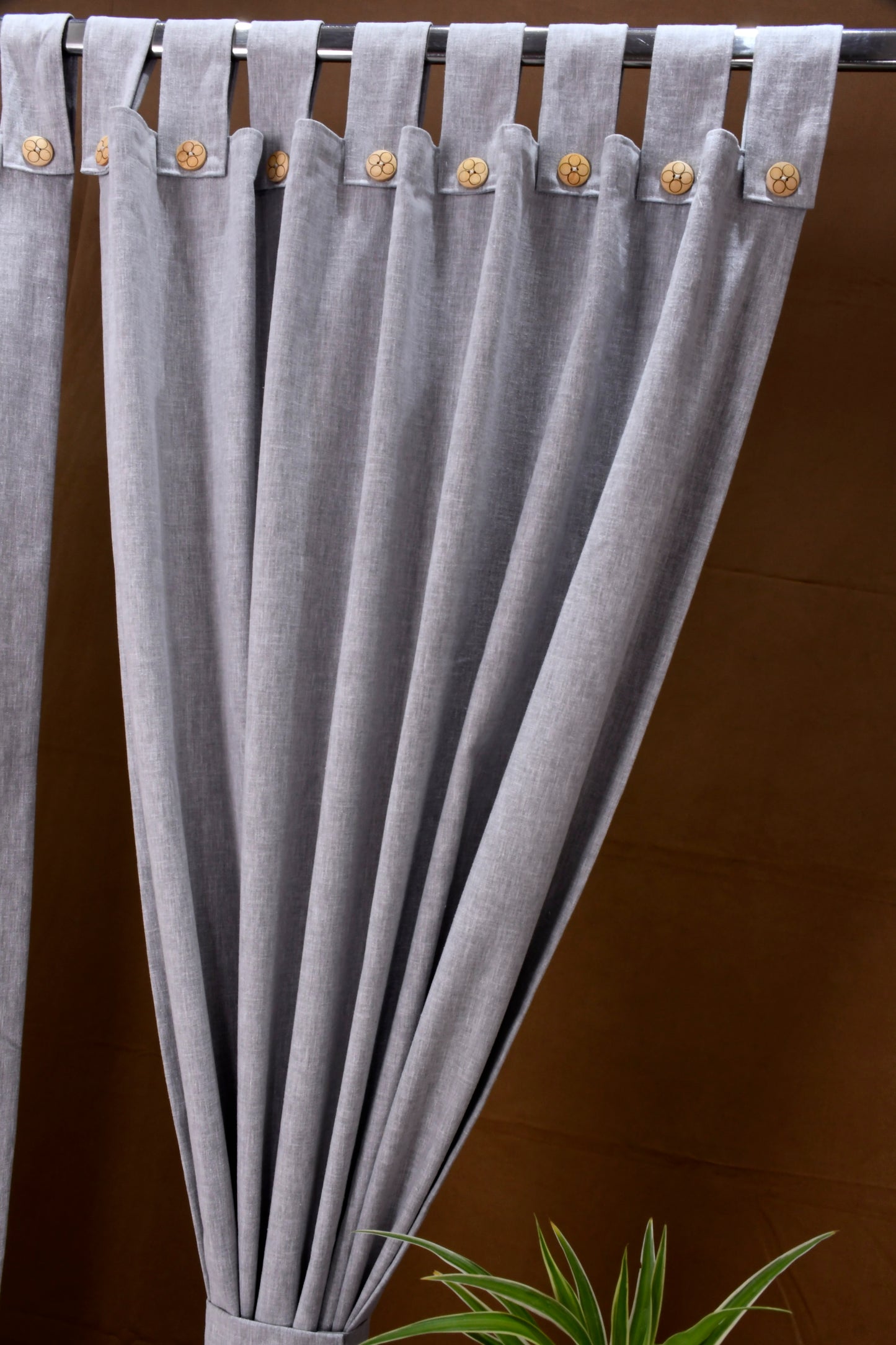 Puro Collection Curtains in Loop pattern PolyCotton fabric with minimal Textures in Flint Grey Colour.