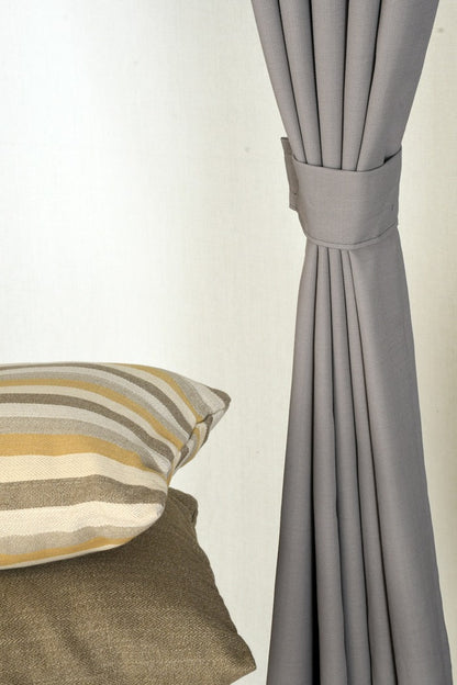 Drizzle Collection Solid Colours Curtains in Eyelet Pattern with Fine Textures Cementy Grey Colour
