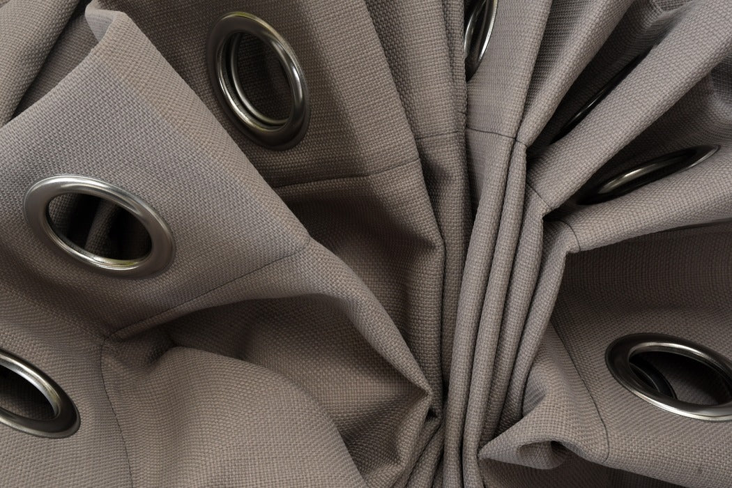 Drizzle Collection Solid Colours Curtains in Eyelet Pattern with Fine Textures Cementy Grey Colour