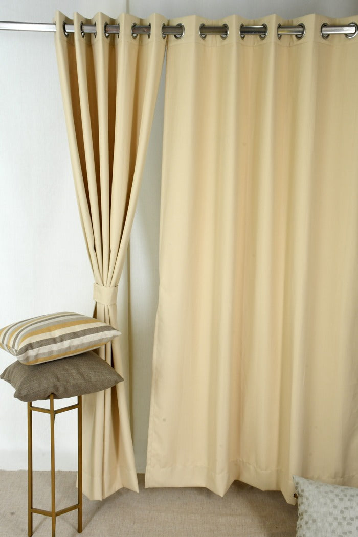 Drizzle Collection Solid Colours Curtains in Eyelet Pattern with Fine Textures Creamy Colour