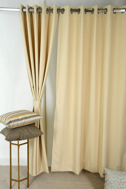 Drizzle Collection Solid Colours Curtains in Eyelet Pattern with Fine Textures Creamy Colour