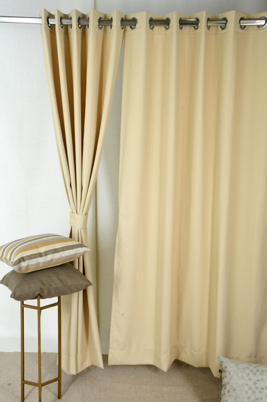 Drizzle Collection Solid Colours Curtains in Eyelet Pattern with Fine Textures Creamy Colour
