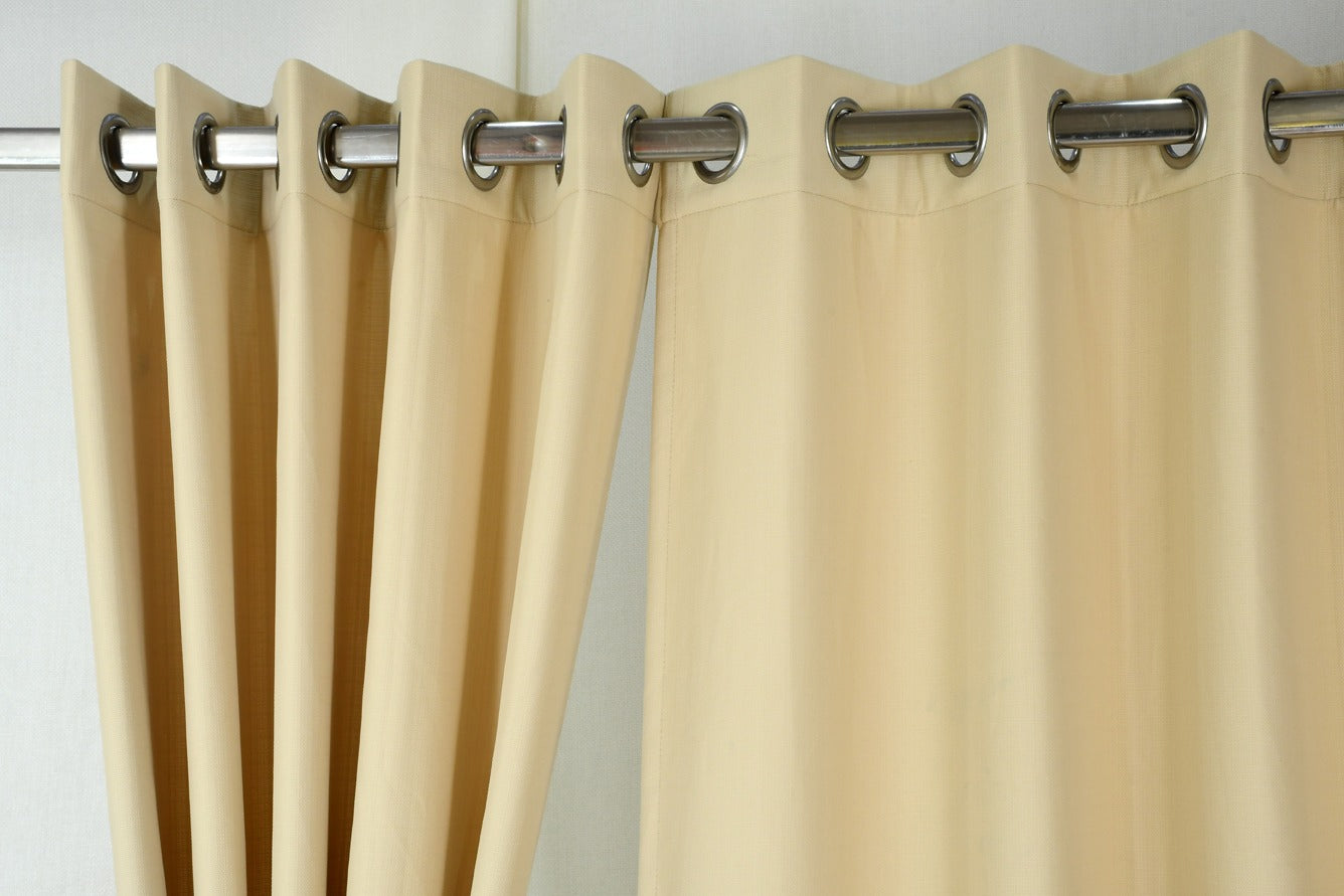 Drizzle Collection Solid Colours Curtains in Eyelet Pattern with Fine Textures Creamy Colour