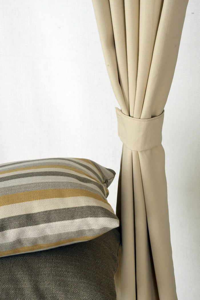 Drizzle Collection Solid Colours Curtains in Eyelet Pattern with Fine Textures Creamy Colour