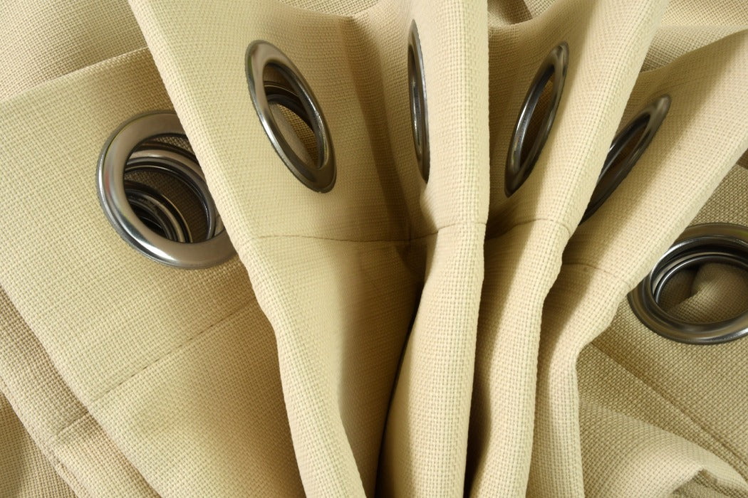 Drizzle Collection Solid Colours Curtains in Eyelet Pattern with Fine Textures Creamy Colour