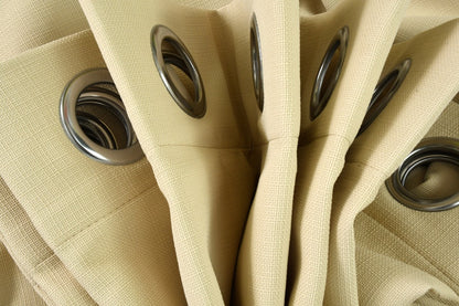 Drizzle Collection Solid Colours Curtains in Eyelet Pattern with Fine Textures Creamy Colour
