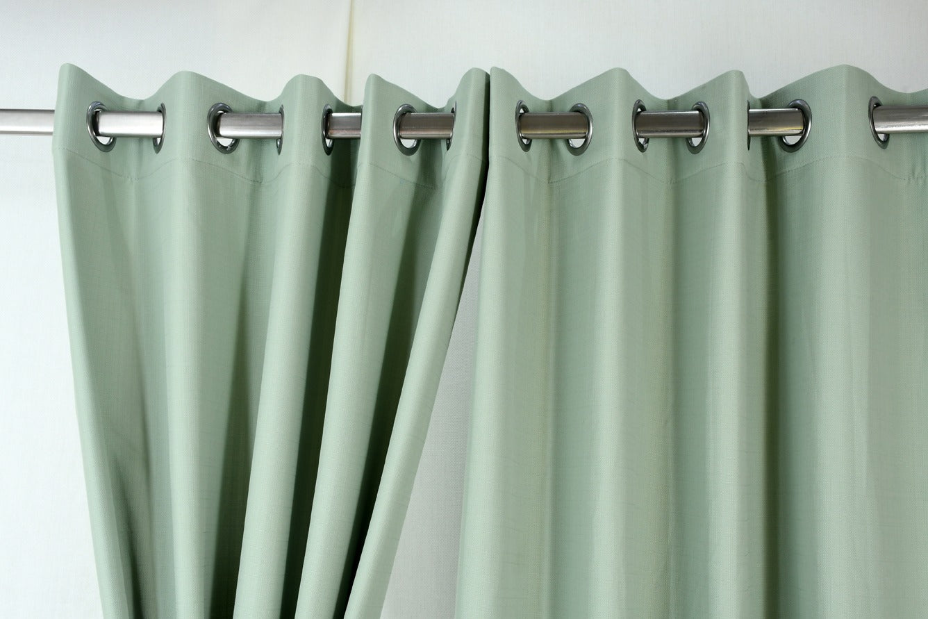 Drizzle Collection Solid Colours Curtains in Eyelet Pattern with Fine Textures Mint Green Colour.