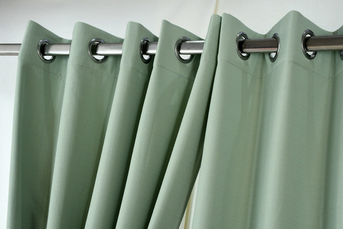 Drizzle Collection Solid Colours Curtains in Eyelet Pattern with Fine Textures Mint Green Colour.