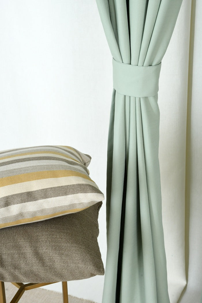 Drizzle Collection Solid Colours Curtains in Eyelet Pattern with Fine Textures Mint Green Colour.