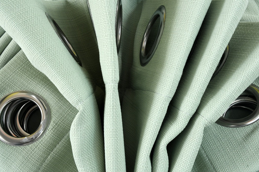 Drizzle Collection Solid Colours Curtains in Eyelet Pattern with Fine Textures Mint Green Colour.
