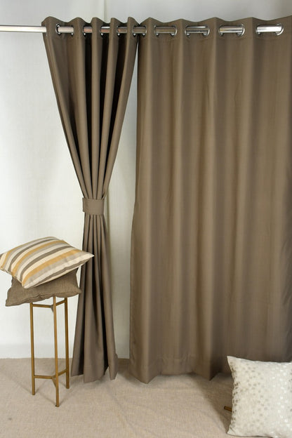Drizzle Collection Solid Colours Curtains in Eyelet Pattern with Fine Textures Khaki Green Colour.