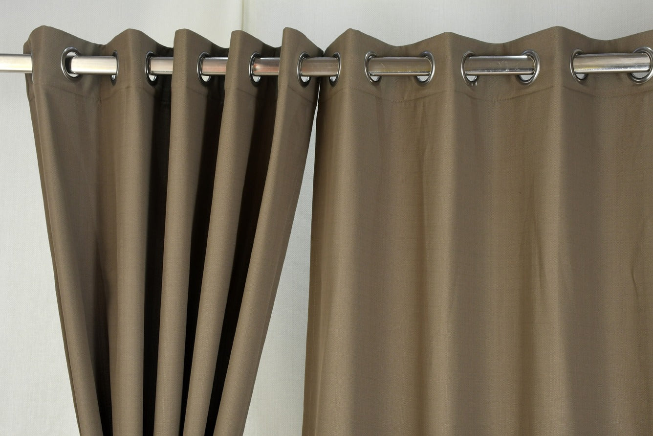 Drizzle Collection Solid Colours Curtains in Eyelet Pattern with Fine Textures Khaki Green Colour.