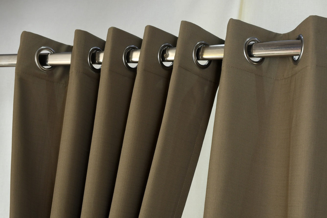 Drizzle Collection Solid Colours Curtains in Eyelet Pattern with Fine Textures Khaki Green Colour.