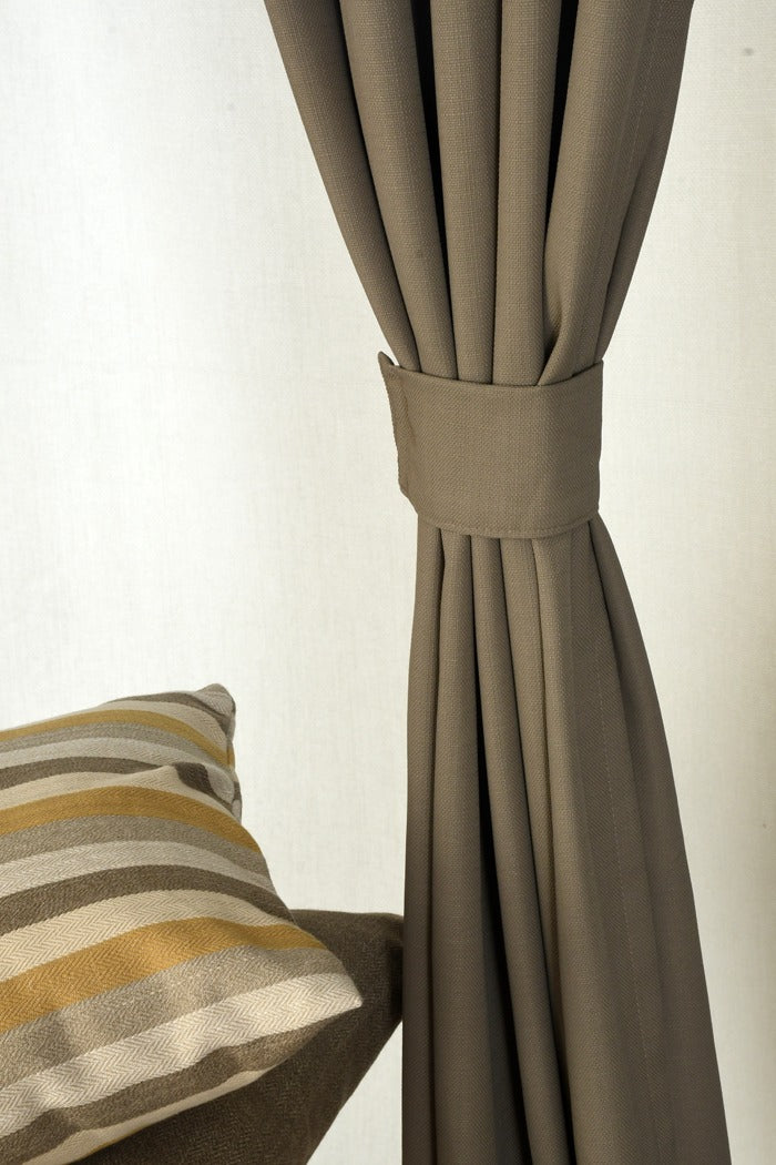Drizzle Collection Solid Colours Curtains in Eyelet Pattern with Fine Textures Khaki Green Colour.