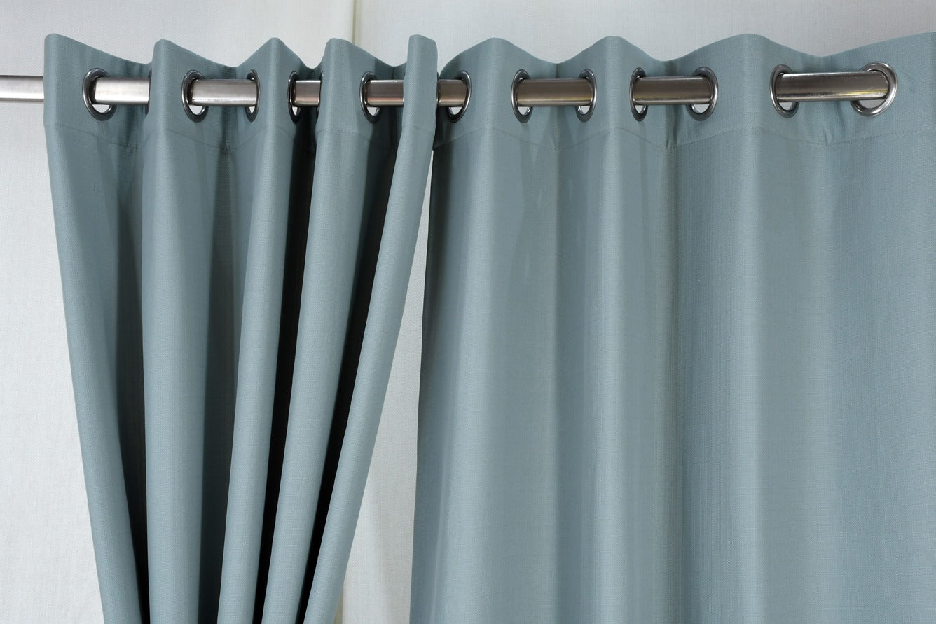Drizzle Collection Solid Colours Curtains in Eyelet Pattern with Fine Textures Baby Blue Colour.