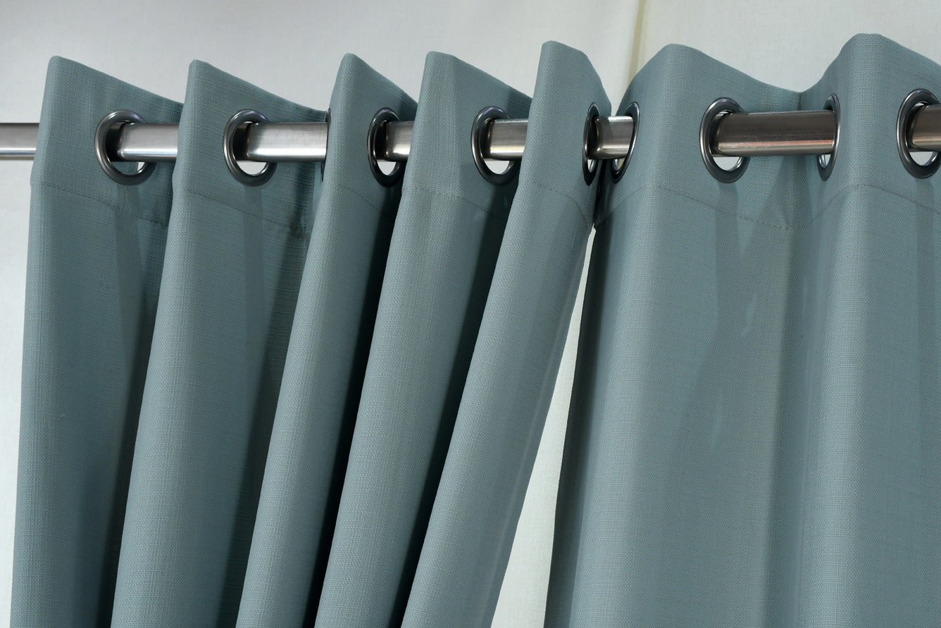 Drizzle Collection Solid Colours Curtains in Eyelet Pattern with Fine Textures Baby Blue Colour.