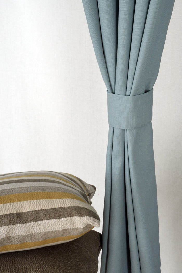 Drizzle Collection Solid Colours Curtains in Eyelet Pattern with Fine Textures Baby Blue Colour.