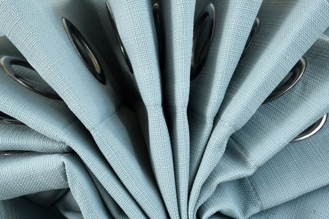 Drizzle Collection Solid Colours Curtains in Eyelet Pattern with Fine Textures Baby Blue Colour.