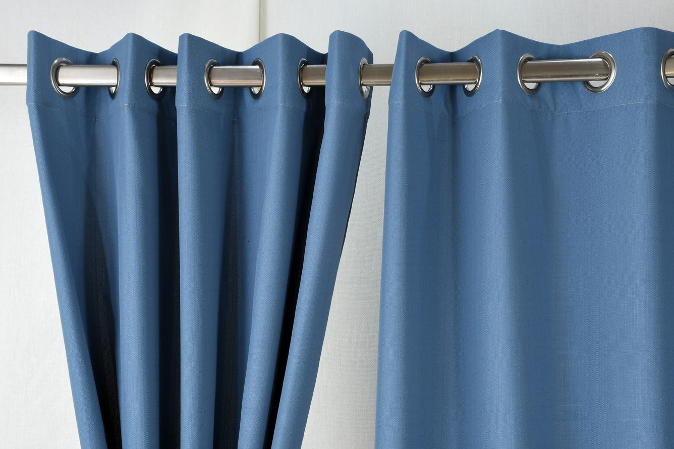 Drizzle Collection Solid Colours Curtains in Eyelet Pattern with Fine Textures Cobalt Blue Colour