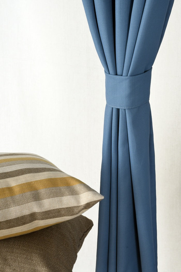Drizzle Collection Solid Colours Curtains in Eyelet Pattern with Fine Textures Cobalt Blue Colour