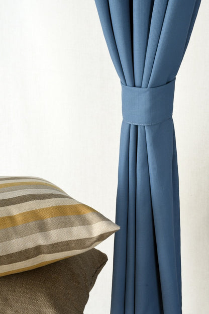 Drizzle Collection Solid Colours Curtains in Eyelet Pattern with Fine Textures Cobalt Blue Colour