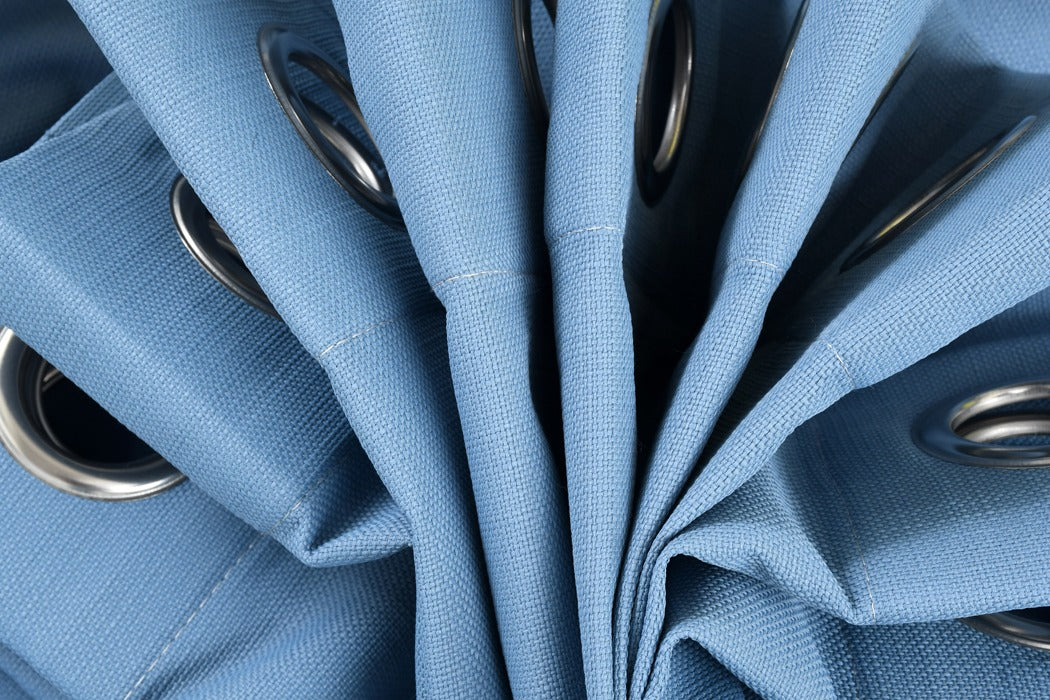 Drizzle Collection Solid Colours Curtains in Eyelet Pattern with Fine Textures Cobalt Blue Colour