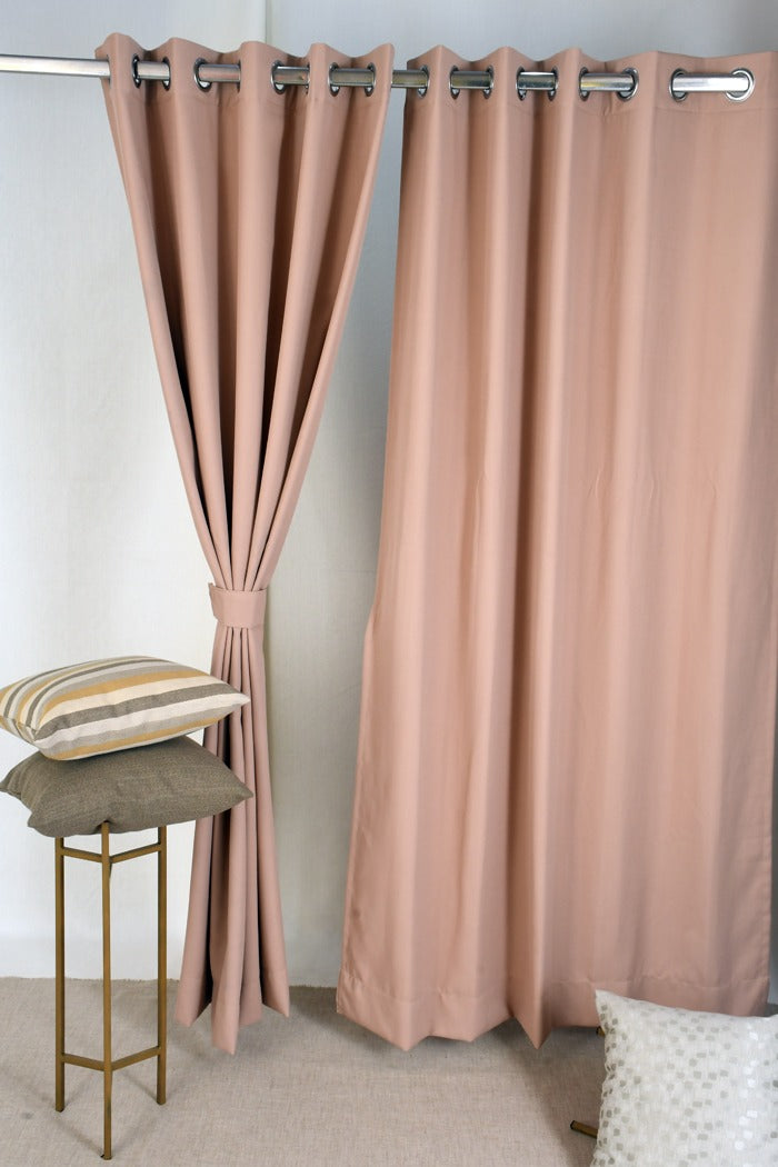 Drizzle Collection Solid Colours Curtains in Eyelet Pattern with Fine Textures Peach Colour
