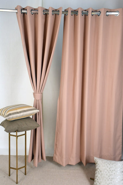 Drizzle Collection Solid Colours Curtains in Eyelet Pattern with Fine Textures Peach Colour