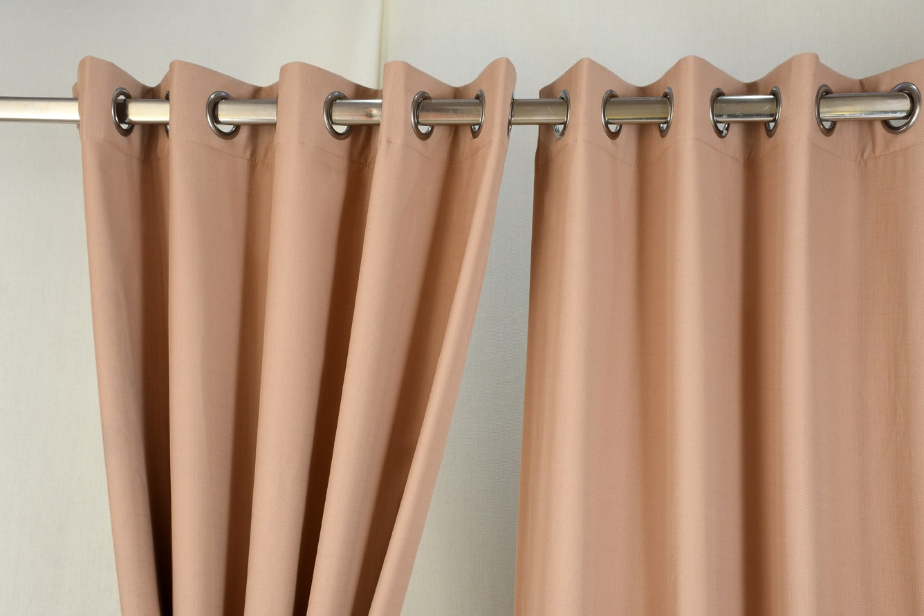 Drizzle Collection Solid Colours Curtains in Eyelet Pattern with Fine Textures Peach Colour