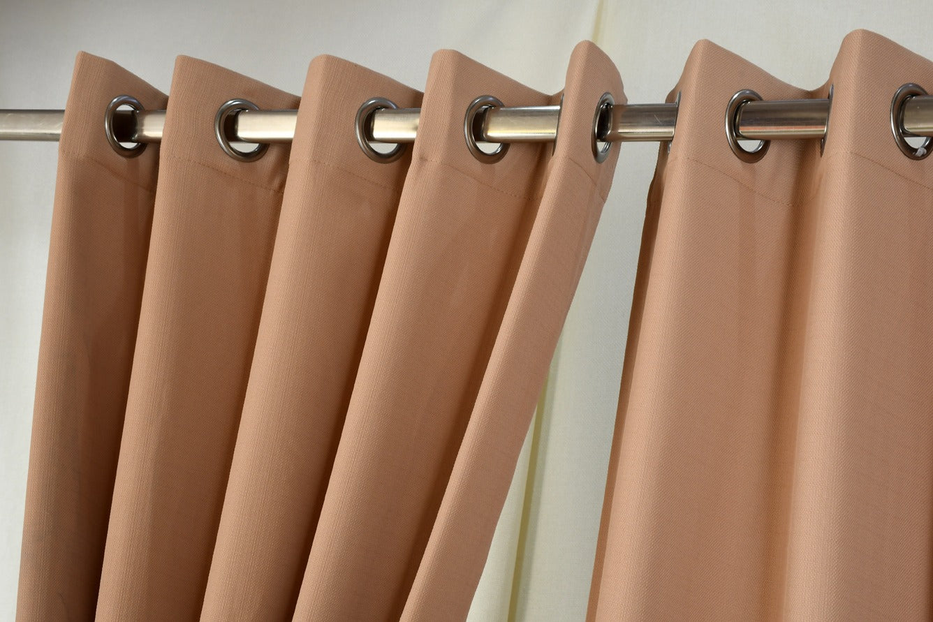 Drizzle Collection Solid Colours Curtains in Eyelet Pattern with Fine Textures Peach Colour