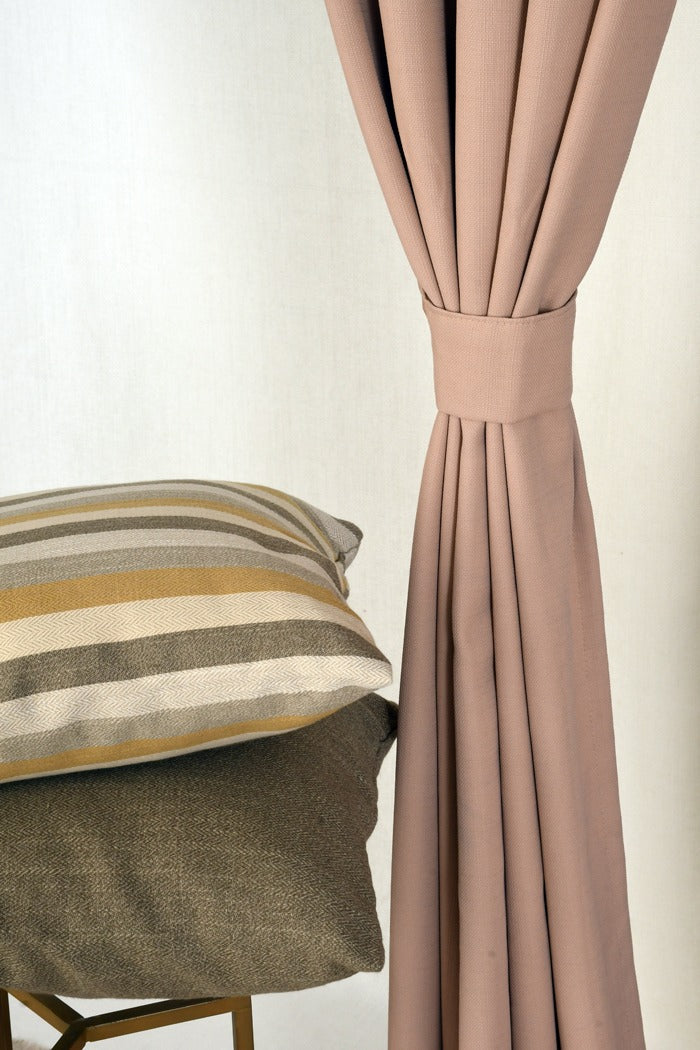 Drizzle Collection Solid Colours Curtains in Eyelet Pattern with Fine Textures Peach Colour