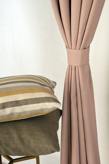 Drizzle Collection Solid Colours Curtains in Eyelet Pattern with Fine Textures Peach Colour