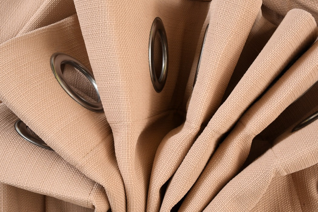 Drizzle Collection Solid Colours Curtains in Eyelet Pattern with Fine Textures Peach Colour