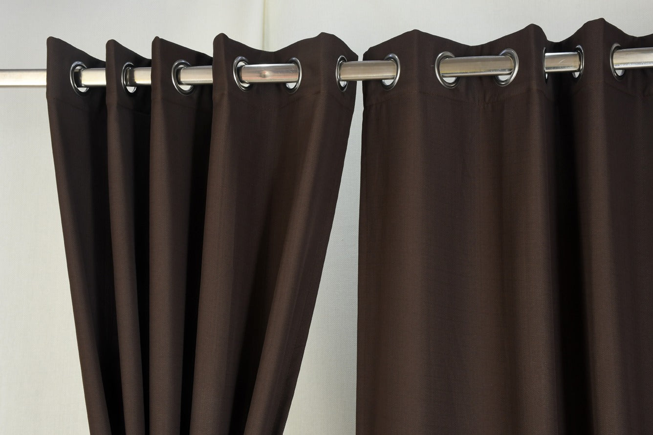 Drizzle Collection Solid Colours Curtains in Eyelet Pattern with Fine Textures Chocolate Colour