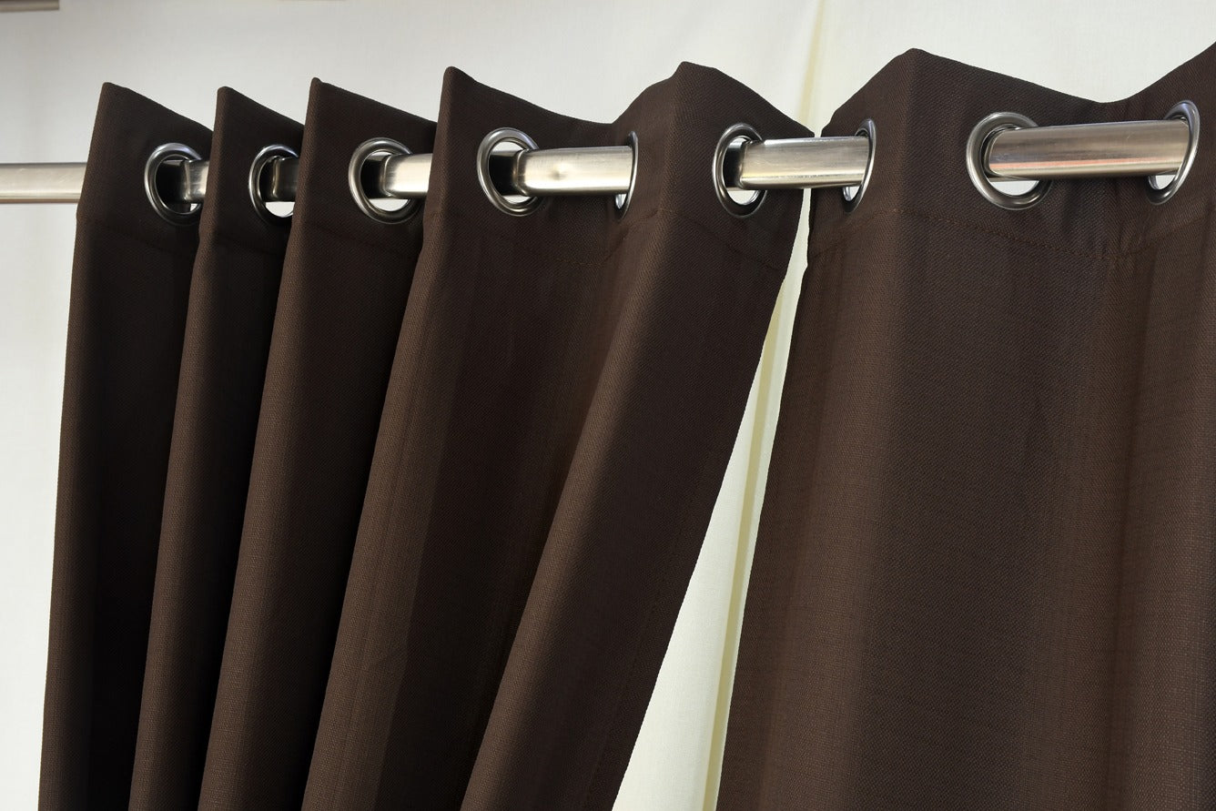 Drizzle Collection Solid Colours Curtains in Eyelet Pattern with Fine Textures Chocolate Colour