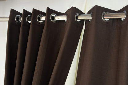 Drizzle Collection Solid Colours Curtains in Eyelet Pattern with Fine Textures Chocolate Colour