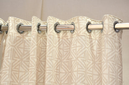 Lino Collection Curtains with Eyelet patttern in Opaque Sheer Printed fabric with Geometric Design.
