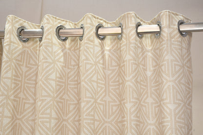 Lino Collection Curtains with Eyelet patttern in Opaque Sheer Printed fabric with Geometric Design.