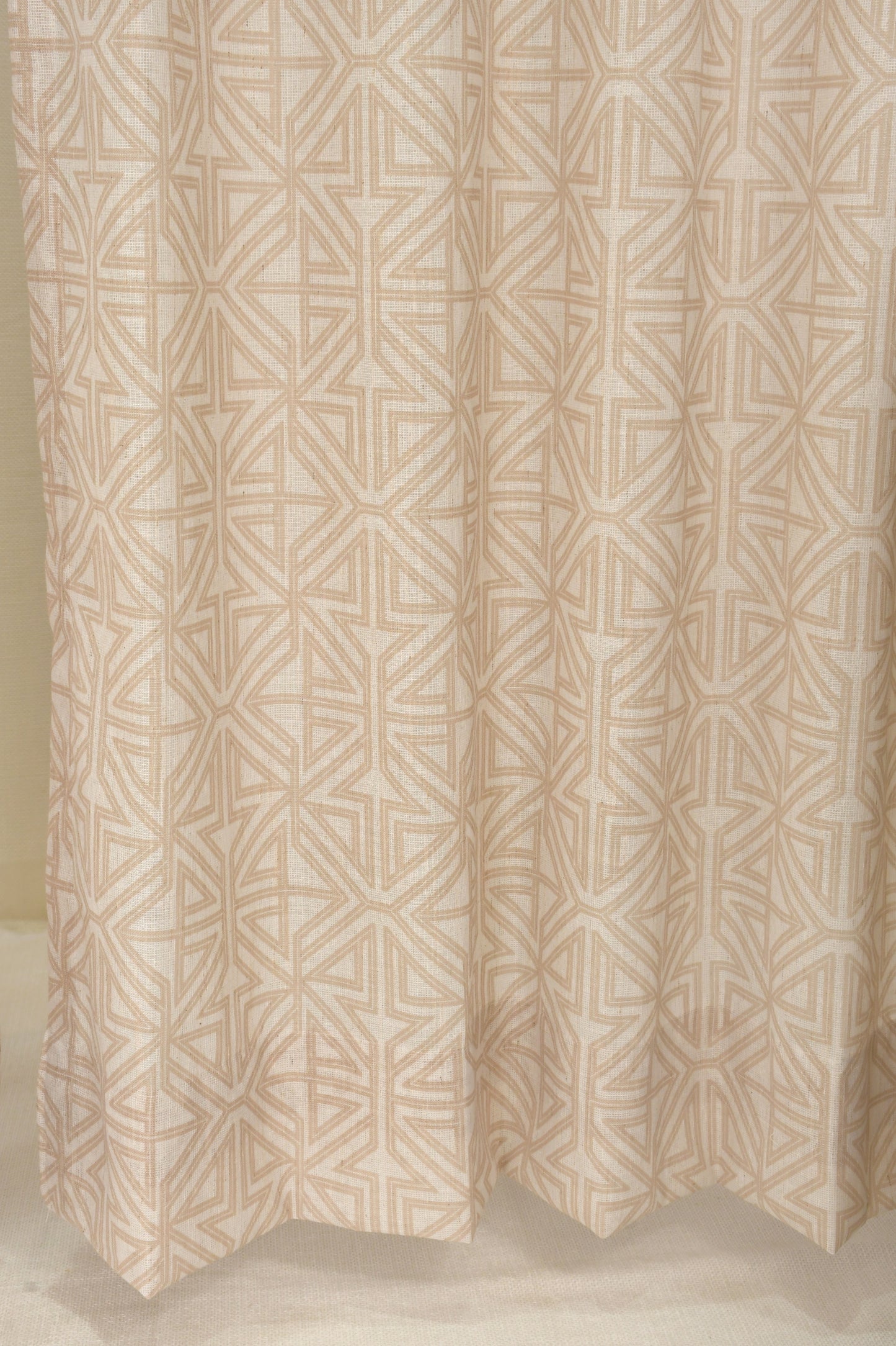 Lino Collection Curtains with Eyelet patttern in Opaque Sheer Printed fabric with Geometric Design.