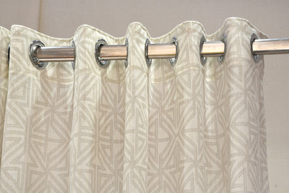 Lino Collection Curtains with Eyelet patttern in Opaque Sheer Printed fabric with Geometric Design.