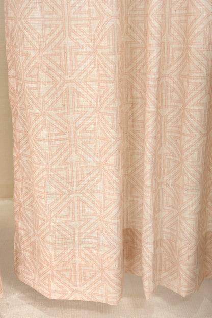 Lino Collection Curtains with Eyelet patttern in Opaque Sheer Printed fabric with Geometric Design.