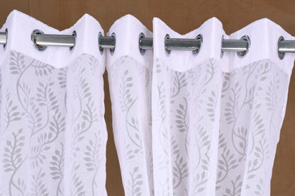 Mero Collection Curtains with Eyelet patttern in Sheer fabric with self textures in Cream Off- White Colour Swirl Brasso