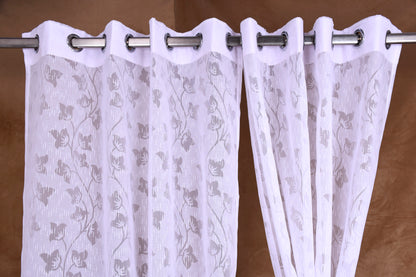 Mero Collection Curtains with Eyelet patttern in Sheer fabric with self textures in OffWhite Tulip  Overall Brasso