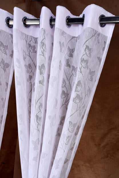Mero Collection Curtains with Eyelet patttern in Sheer fabric with self textures in OffWhite Tulip  Overall Brasso