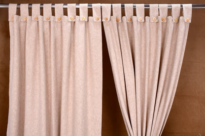 Puro Collection Curtains in Loop pattern PolyCotton fabric with minimal Textures in Tan Brown Colour.